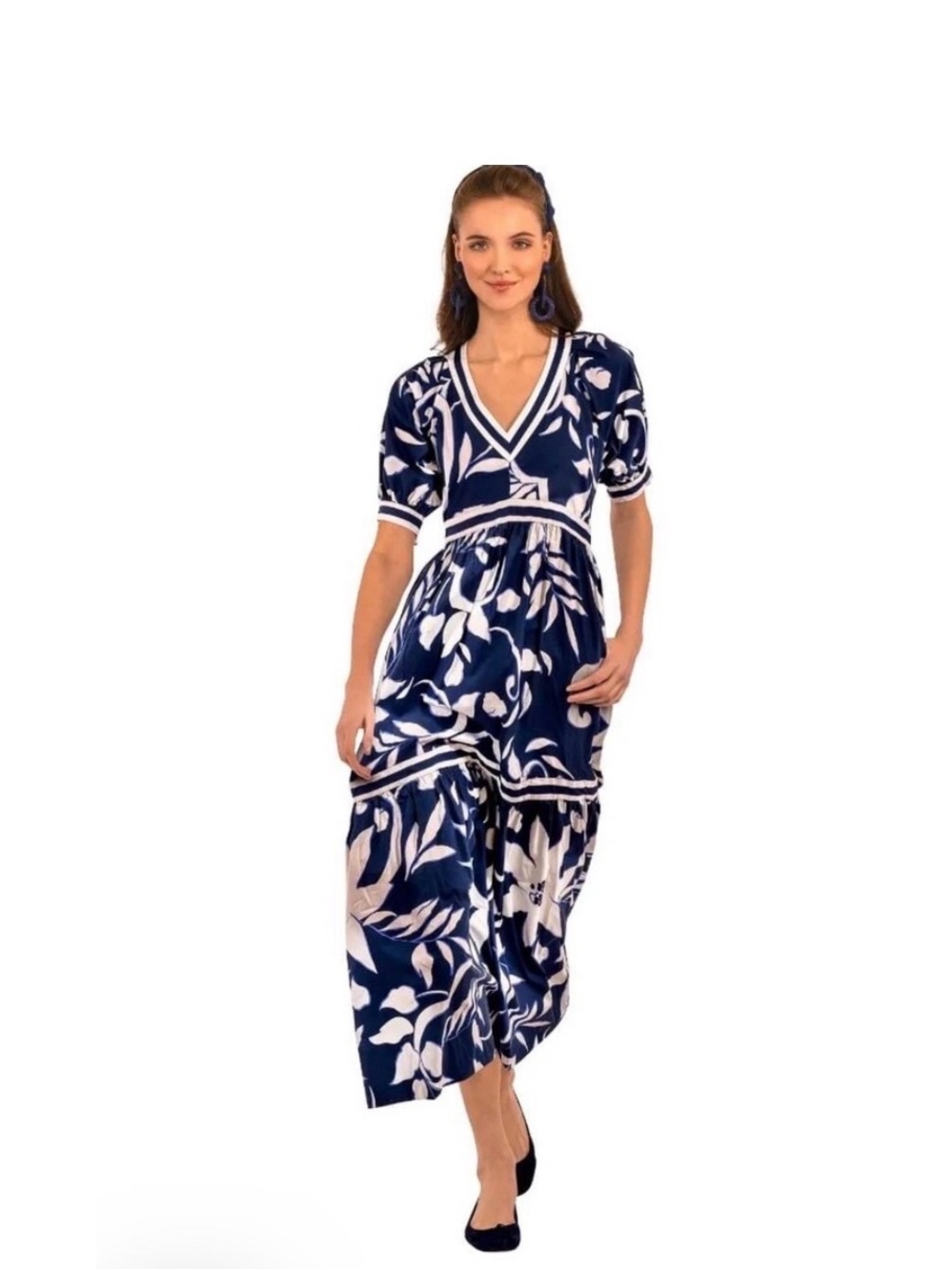 Gretchen Scott Blue White Floral Maxi Dress - Picture 10 of 12